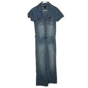 Candies Jumpsuit Button Up Pants Short Sleeve One Piece Wms Sz Lg